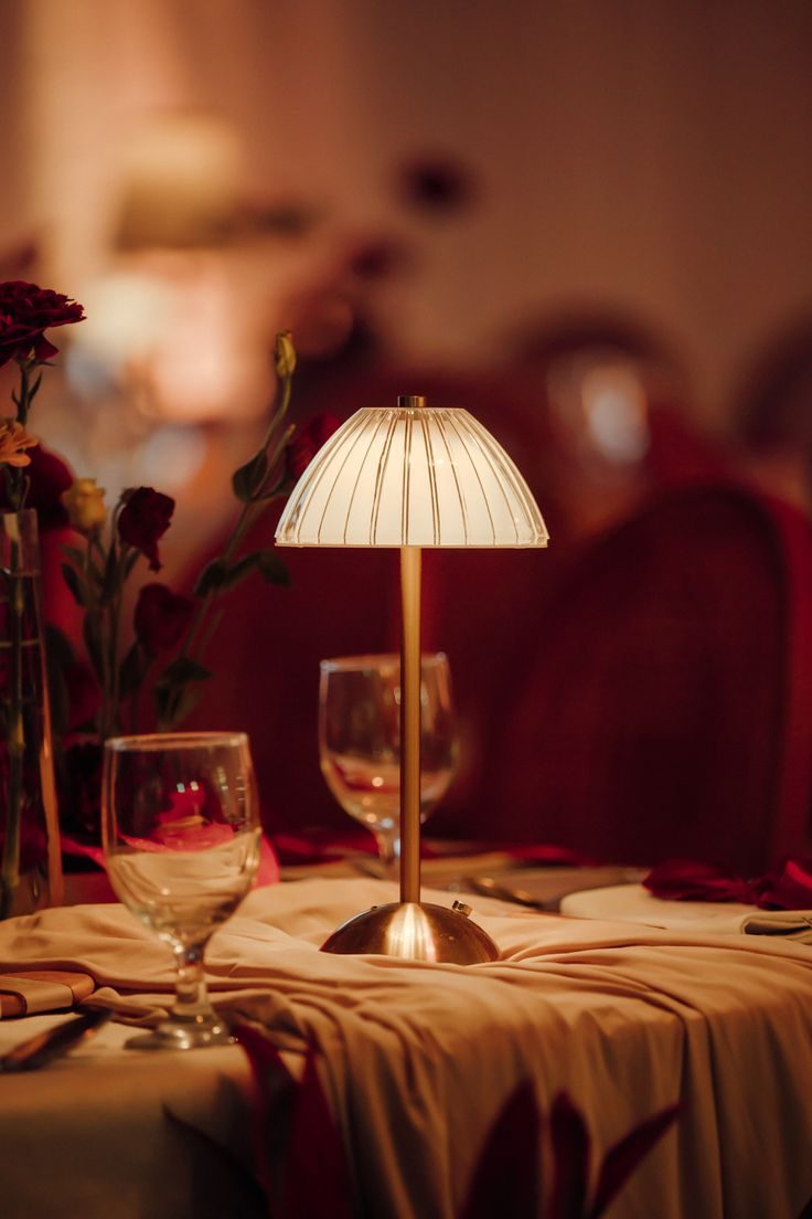 Cordless lamp with pleated shade