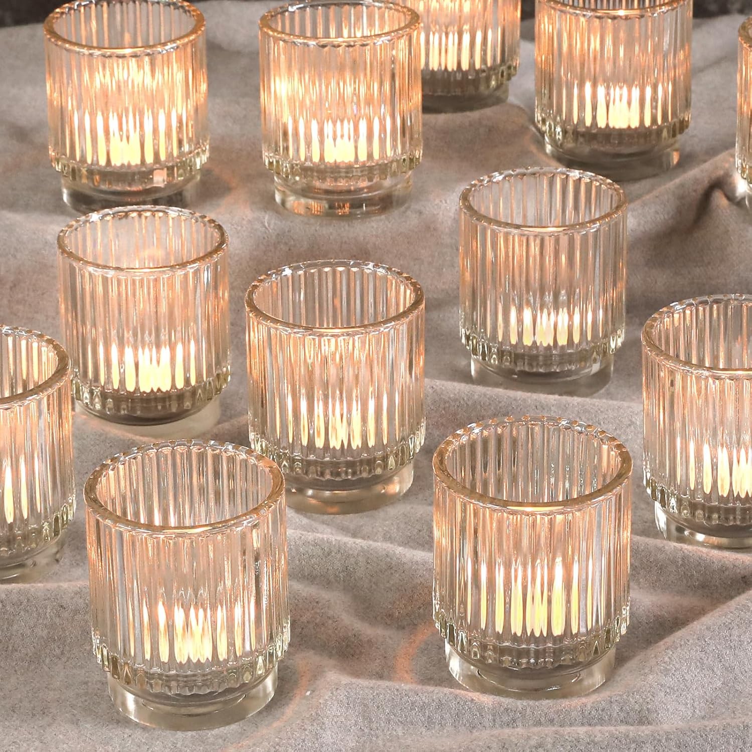 Ribbed glass votive candle holders