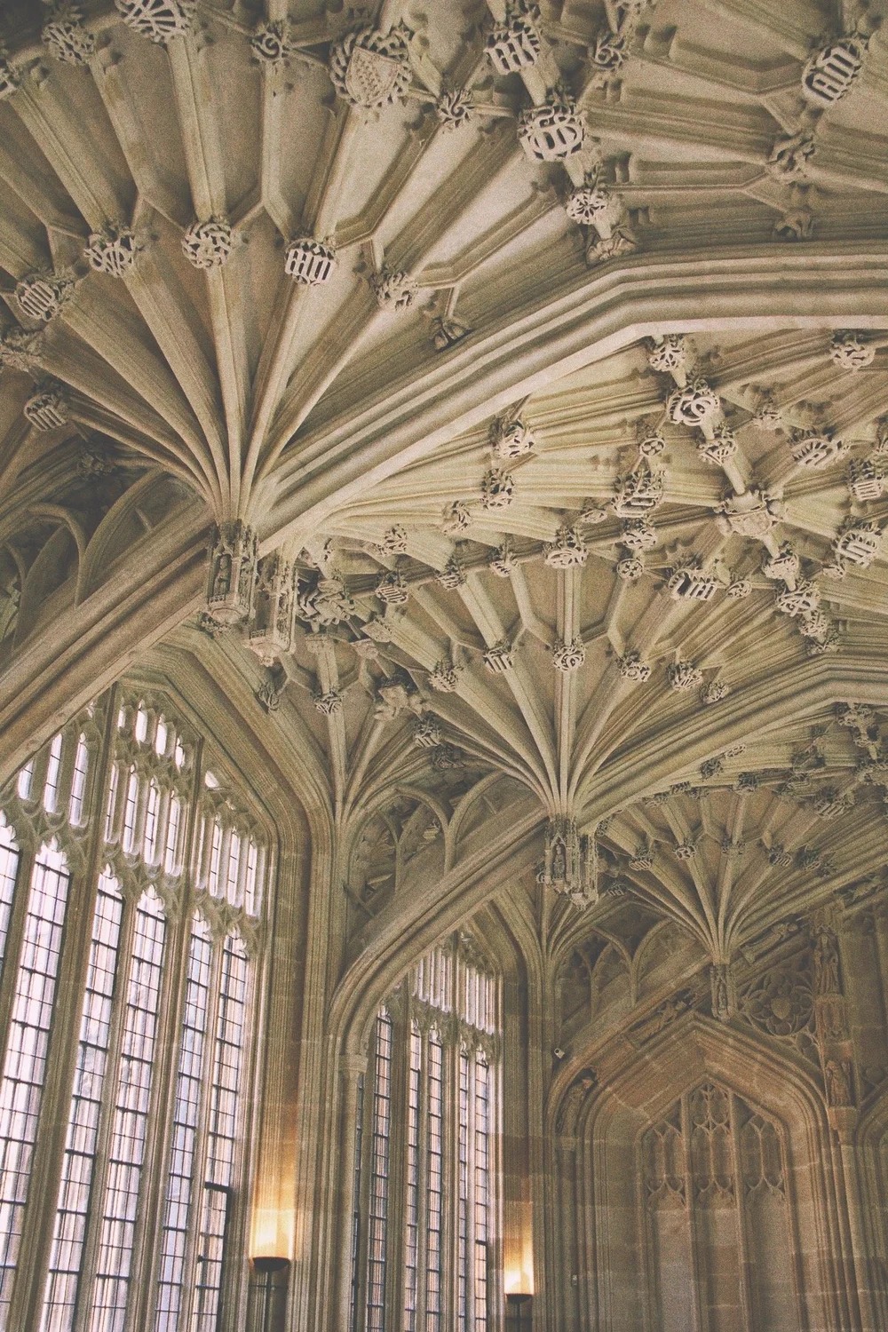 Gothic cathedral with vaulted ceiling and stained glass